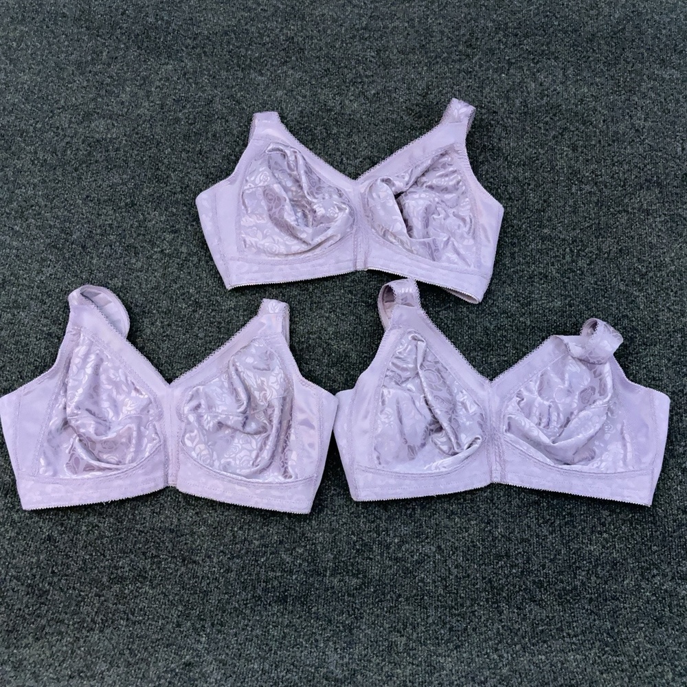 Playtex Bra Womens 40D Purple Floral Jacquard Wireless Lot Of 3 Bralettes